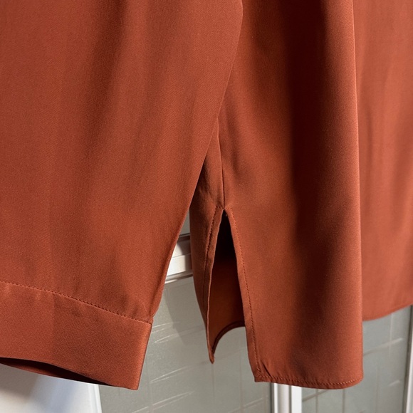 Lafayette 148 New York Rust Keyhole Blouse - Picture 4 of 7